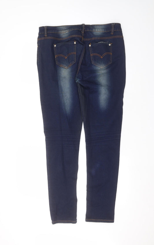 Preworn Womens Blue Cotton Skinny Jeans Size 8 L30 in Regular