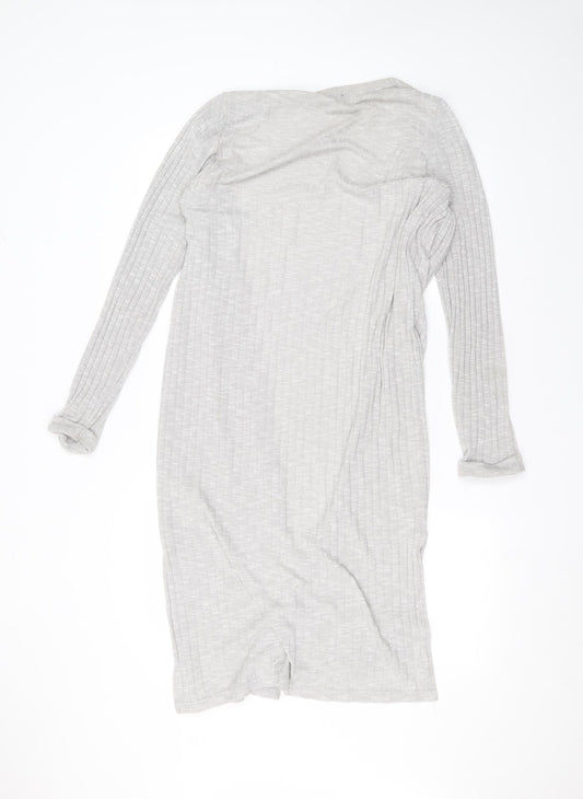 New Look Womens Grey V-Neck Polyester Cardigan Jumper Size L