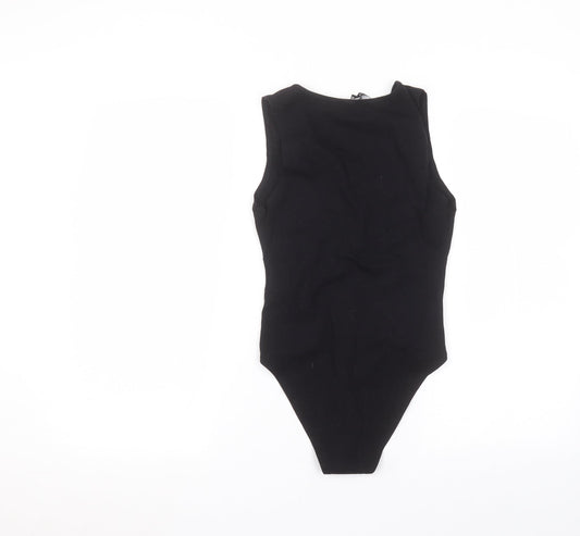 New Look Womens Black Cotton Bodysuit One-Piece Size 10