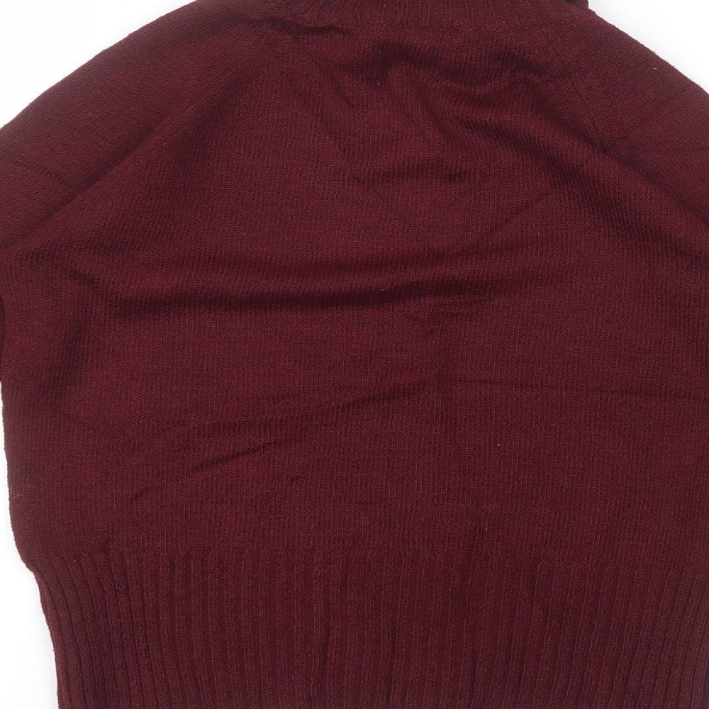 JFW Womens Red Acrylic Basic T-Shirt Size S Roll Neck