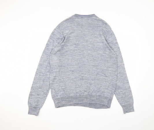 Cedar Wood State Mens Blue Round Neck Cotton Pullover Jumper Size L