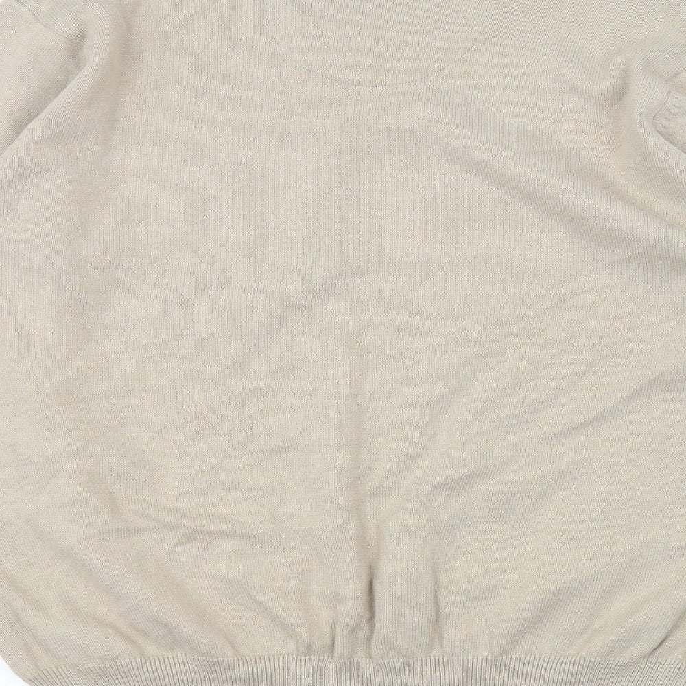 Marks and Spencer Womens Beige V-Neck Cotton Pullover Jumper Size 2XL