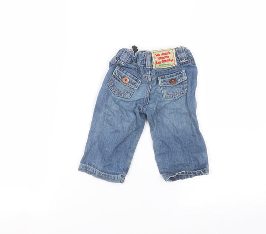 Petit Patapon Girls Blue Cotton Jeans Size 9-12 Months