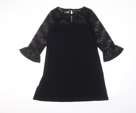 Lipsy Womens Black Viscose A-Line Size 10 Round Neck
