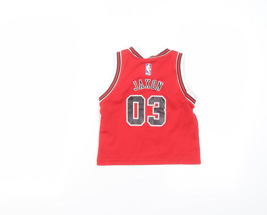 adidas Boys Red Polyester Basic Tank Size 3 Years Round Neck