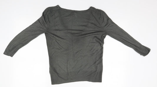 Topshop Womens Grey V-Neck Acrylic Pullover Jumper Size 8