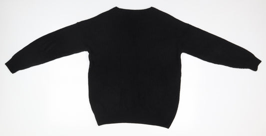 Topshop Womens Black V-Neck Acrylic Pullover Jumper Size 6