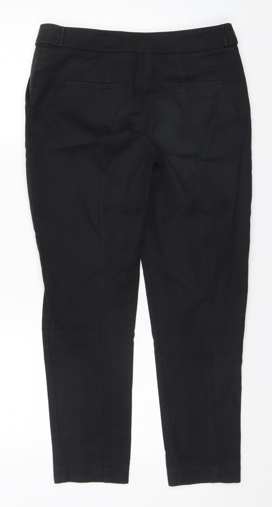 Oasis Womens Black Cotton Trousers Size 8 L25 in Regular