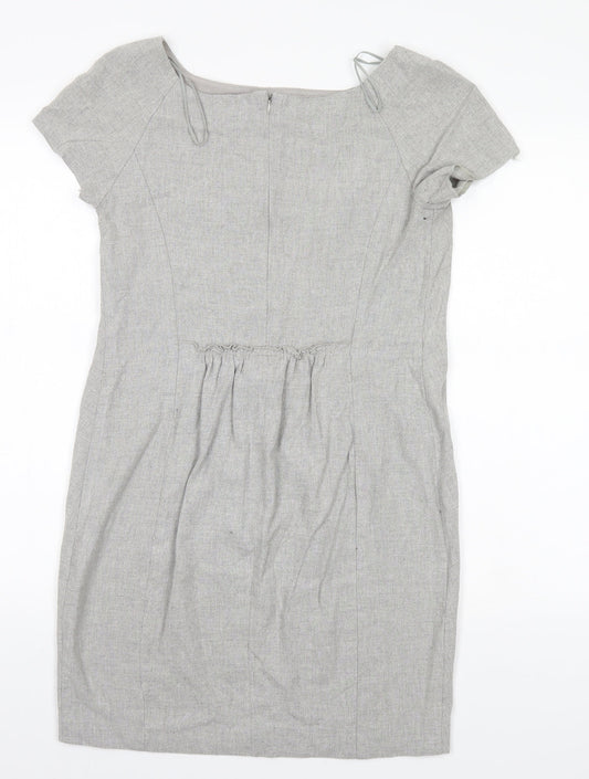 Zara Womens Grey Viscose Pencil Dress Size S Round Neck