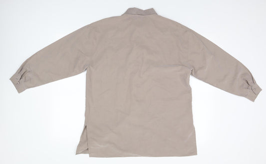 Lauren Duvar Womens Beige Polyester Basic Button-Up Size 14 Collared