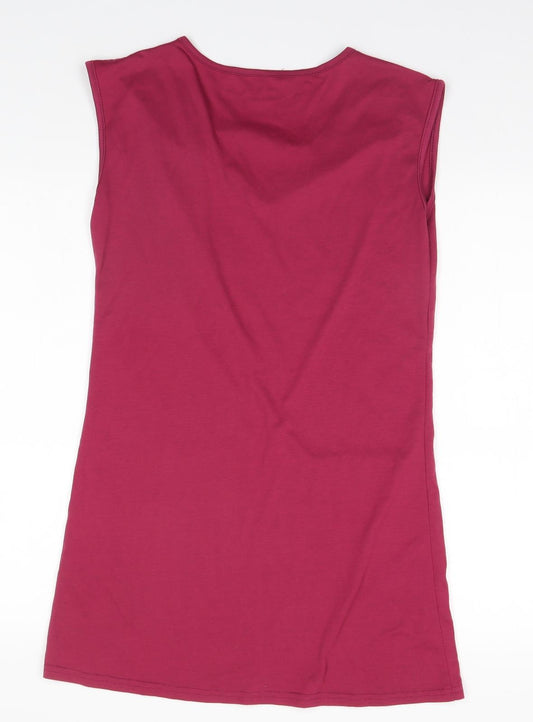 Preworn Womens Pink Polyester Pencil Dress Size S Round Neck