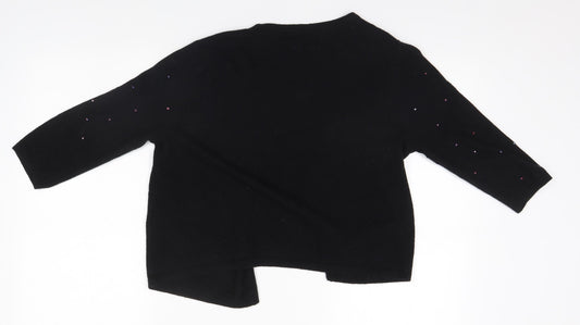 Debenhams Womens Black Round Neck Viscose Cardigan Jumper Size 12