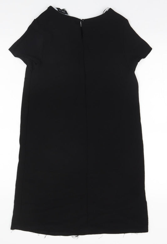 New Look Womens Black Polyester A-Line Size 12 Round Neck