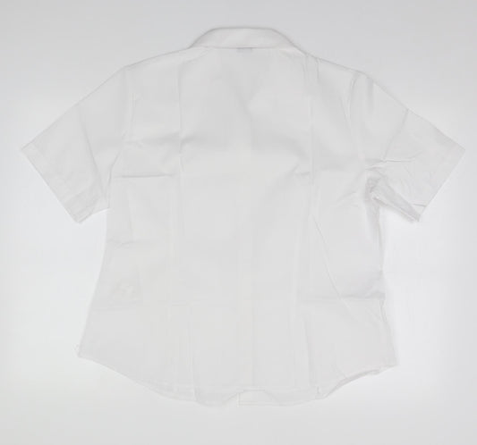 Disley Womens White Polyester Basic Button-Up Size 18 Collared