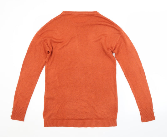 PEP&CO. Womens Orange Crew Neck Acrylic Pullover Jumper Size 10