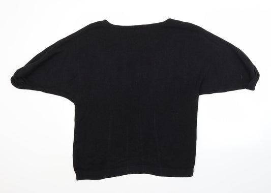 H&M Womens Black Crew Neck Acrylic Pullover Jumper Size M