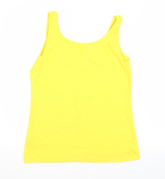 Papaya Womens Yellow Cotton Basic Tank Size 14 Scoop Neck