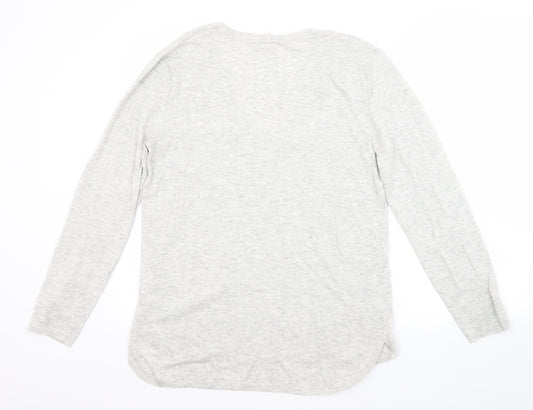 H&M Womens Grey Scoop Neck Polyamide Pullover Jumper Size S