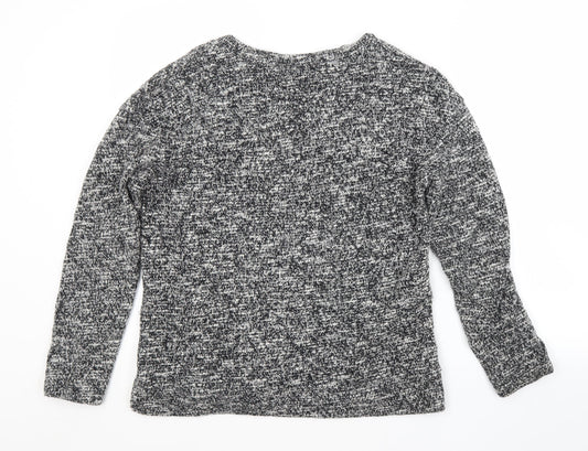 Zara Womens Grey V-Neck Cotton Pullover Jumper Size M
