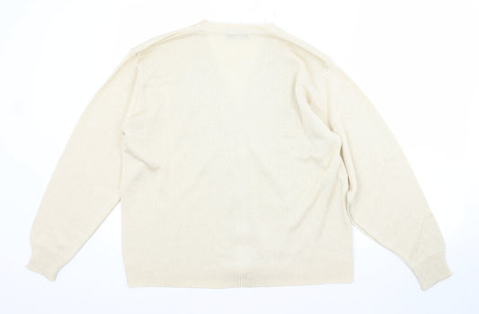 FUTURE LADY Womens Gold V-Neck Acrylic Cardigan Jumper Size 10