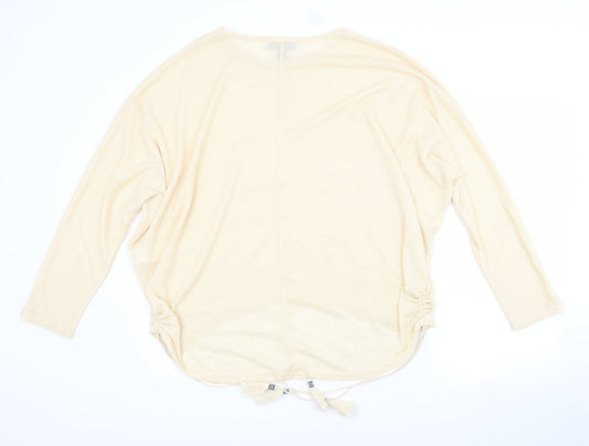 QED London Womens Beige Crew Neck Viscose Pullover Jumper Size L