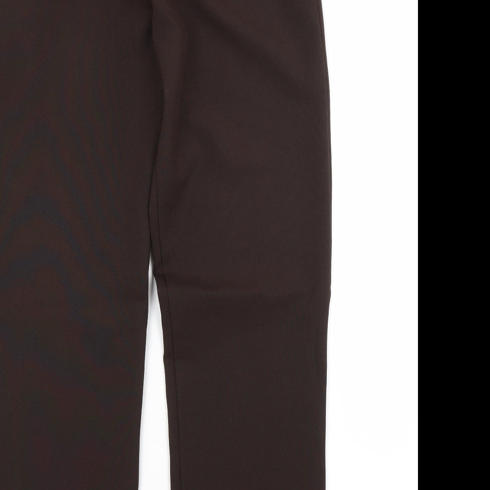 Preworn Womens Brown Polyester Trousers Size 12 L28 in Regular
