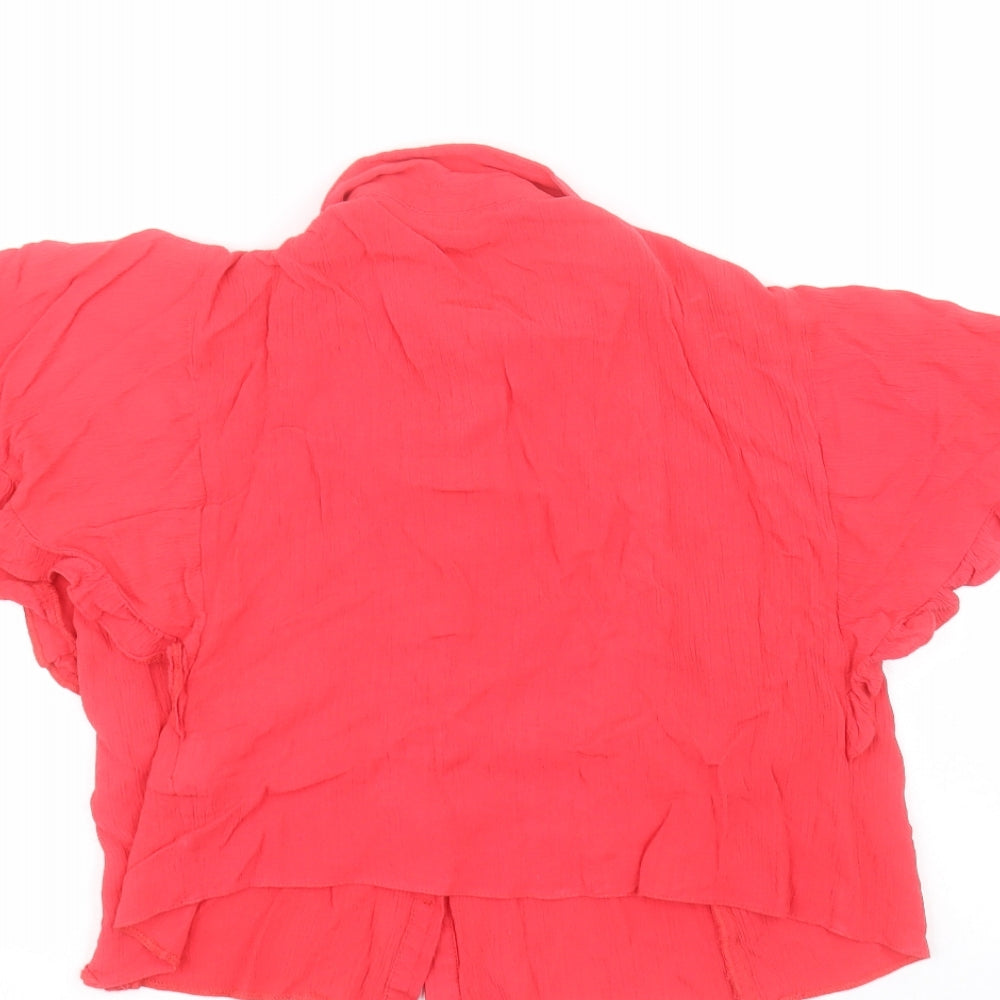 Topshop Womens Pink Viscose Basic Button-Up Size 8 Collared