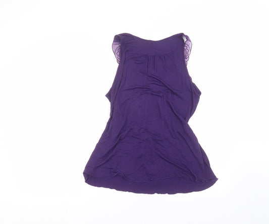 Topshop Womens Purple Viscose Basic T-Shirt Size 10 Round Neck