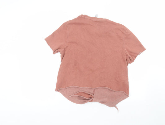 H&M Womens Pink Cotton Basic T-Shirt Size L Round Neck
