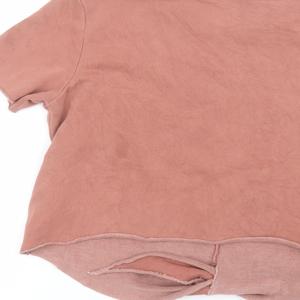 H&M Womens Pink Cotton Basic T-Shirt Size L Round Neck