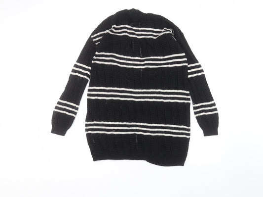 Matalan Womens Black V-Neck Striped Acrylic Cardigan Jumper Size S