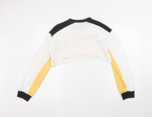 PRETTYLITTLETHING Womens White Round Neck Polyester Pullover Jumper Size 10