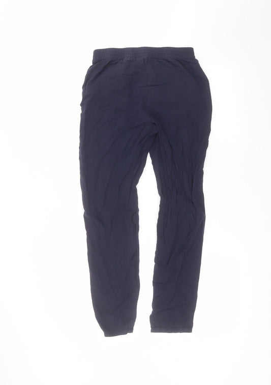 H&M Womens Blue Viscose Trousers Size 6 L25 in Regular