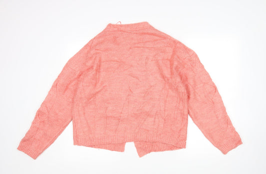M&S Womens Pink V-Neck Acrylic Cardigan Jumper Size M