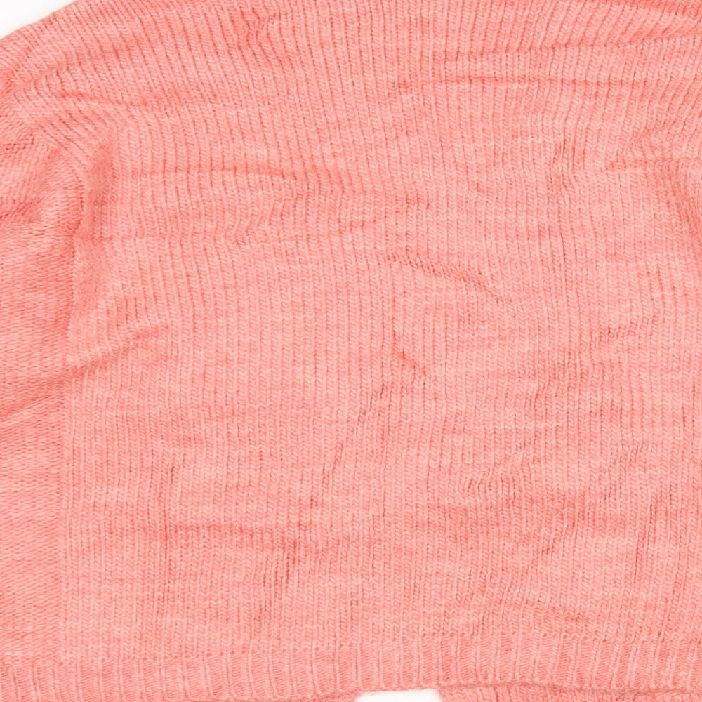 M&S Womens Pink V-Neck Acrylic Cardigan Jumper Size M
