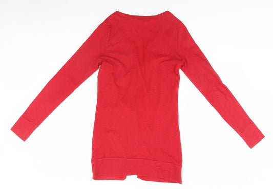 Dorothy Perkins Womens Red V-Neck Cotton Cardigan Jumper Size 10