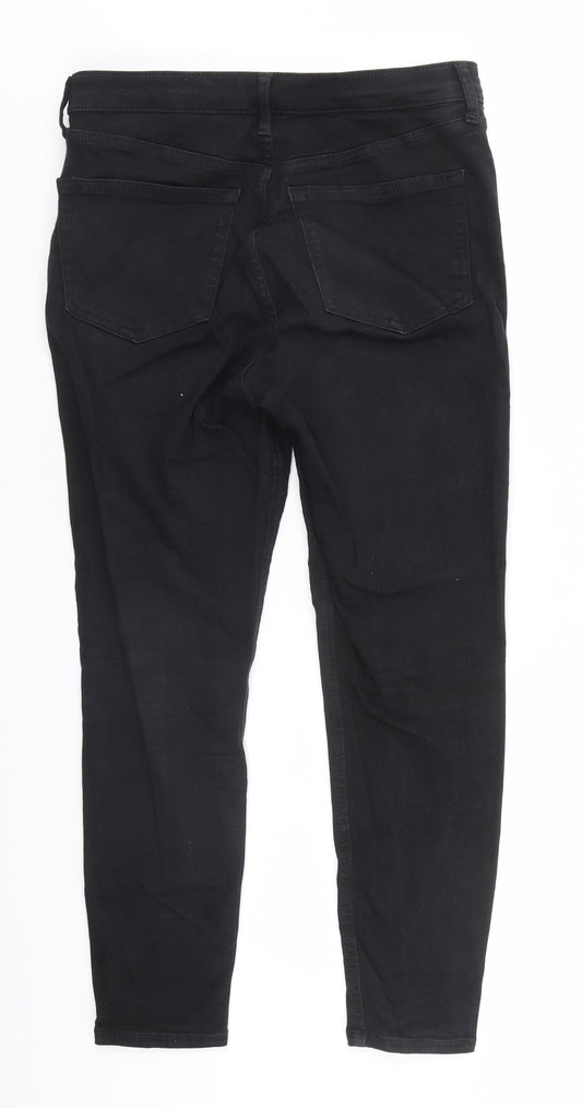 Topshop Womens Black Cotton Straight Jeans Size 30 in L26 in Regular