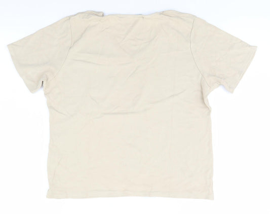 AMARANTO Womens Green Viscose Basic T-Shirt Size 16 V-Neck