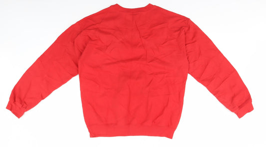 Gildan Mens Red Round Neck Cotton Pullover Jumper Size M - Christmas