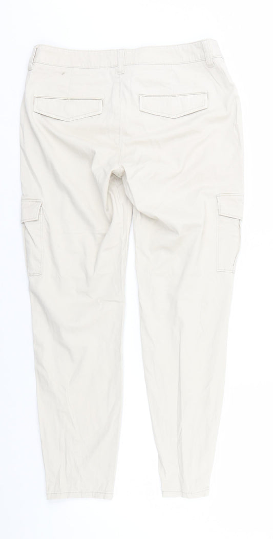 Yessica Womens Beige Cotton Trousers Size 10 L26 in Regular