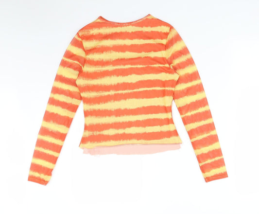 ROKOKO Womens Multicoloured Striped Basic T-Shirt Size M Round Neck