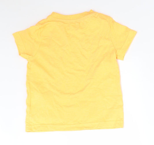 F&F Boys Orange Cotton Basic T-Shirt Size 18-24 Months Round Neck - KEEPING COOL BY THE POOL