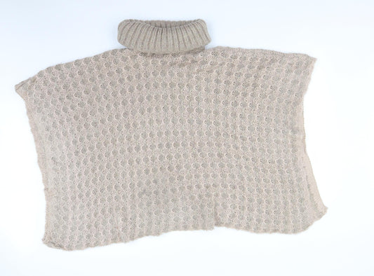 F&F Womens Beige Argyle/Diamond Jacket Poncho Size M