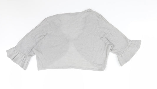 Dorothy Perkins Womens Silver V-Neck Acrylic Cardigan Jumper Size 20