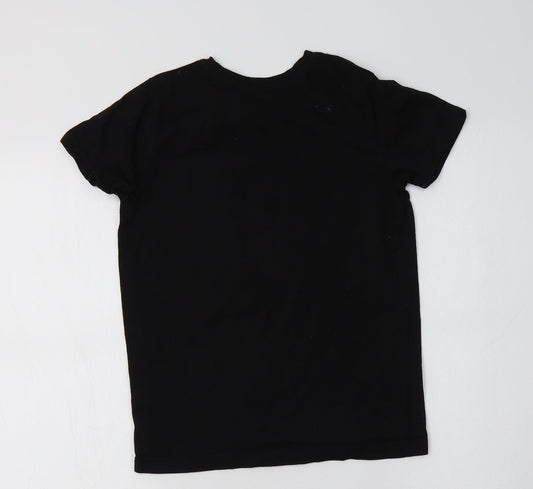Primark Boys Black Cotton Basic T-Shirt Size 8-9 Years Crew Neck - Harlem