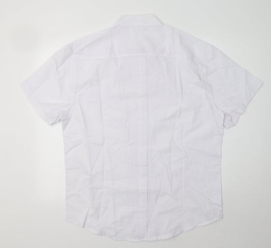 Preworn Womens White Cotton Basic Button-Up Size 2XL Mock Neck