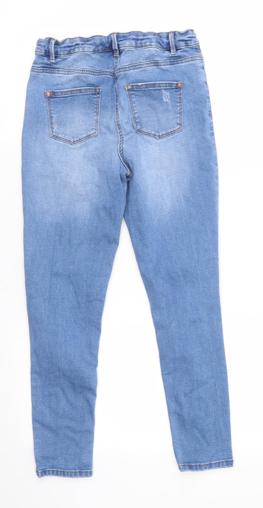 I Love Girlswear Girls Blue Cotton Skinny Jeans Size 12 Years Regular Zip - Distressed Jeans