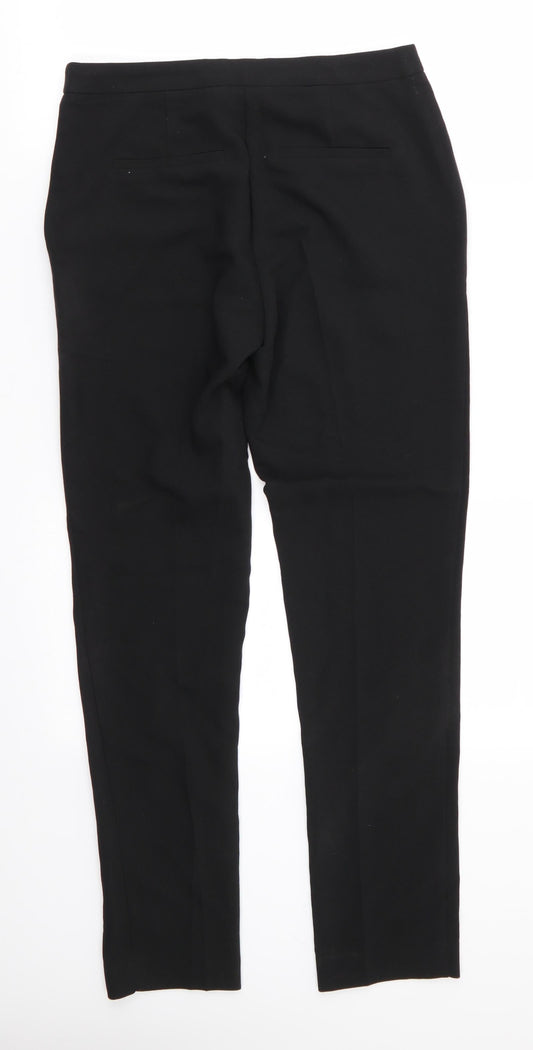 New Look Womens Black Polyester Trousers Size 8 L29 in Regular - Gold Zips to pockets