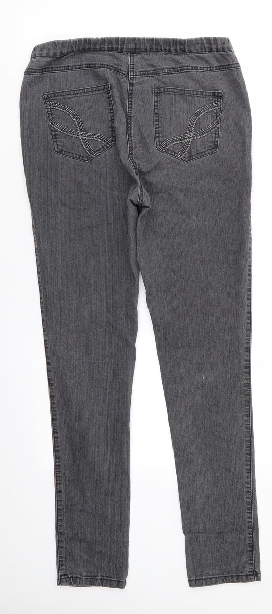 M&Co Womens Black Cotton Jegging Jeans Size 12 L30 in Regular