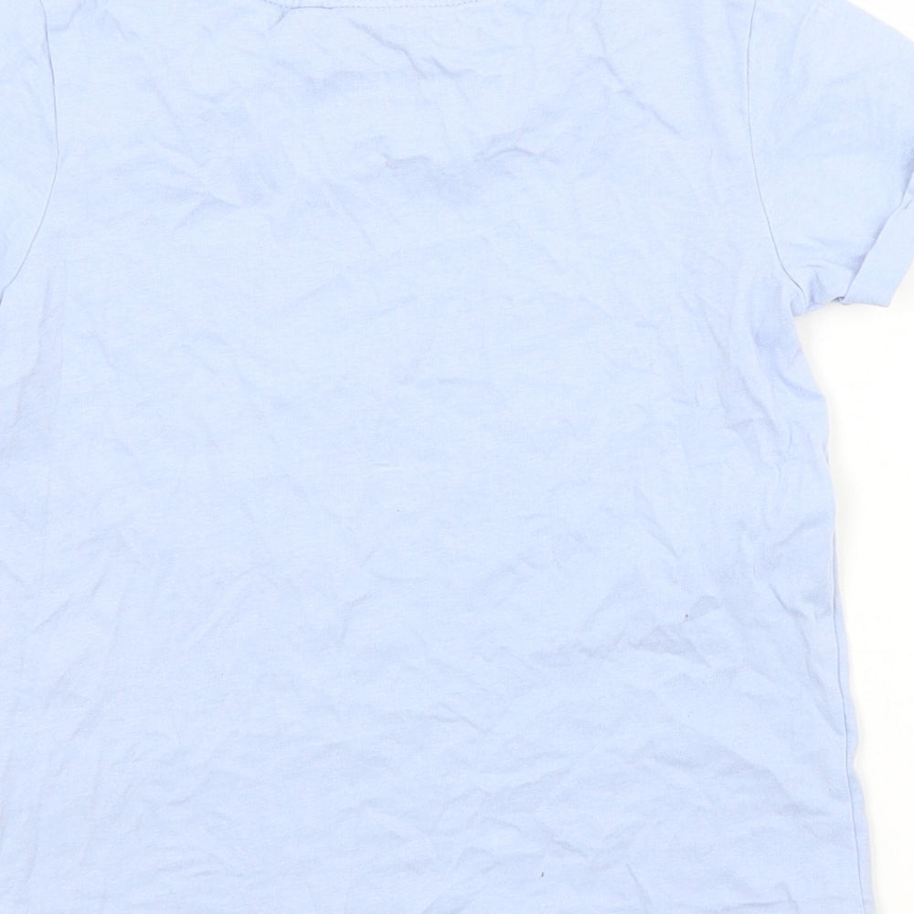 NEXT Girls Blue Cotton Basic T-Shirt Size 7 Years Crew Neck